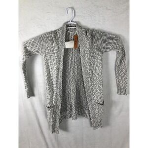 Belldini Sweater Womens Small Grey Melange Open Front Cardigan Pockets AS19075